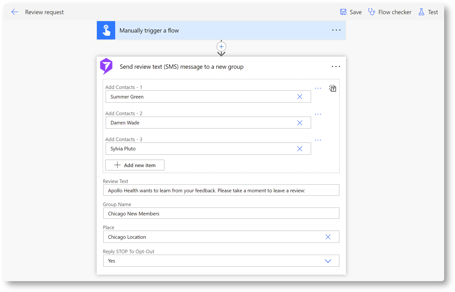 Send Review Text Message to a New Group