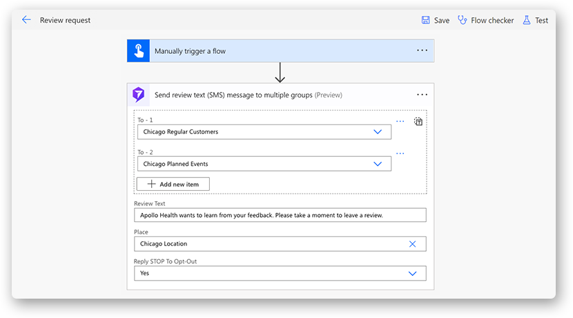 Send Review Text Message to Multiple Groups